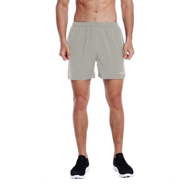 EZRUN Men's 5 Inches Running Workout Shorts Quick Dry Lightweight Athletic Shorts with Liner Zipper Pockets,LightGrey,L - Image 1
